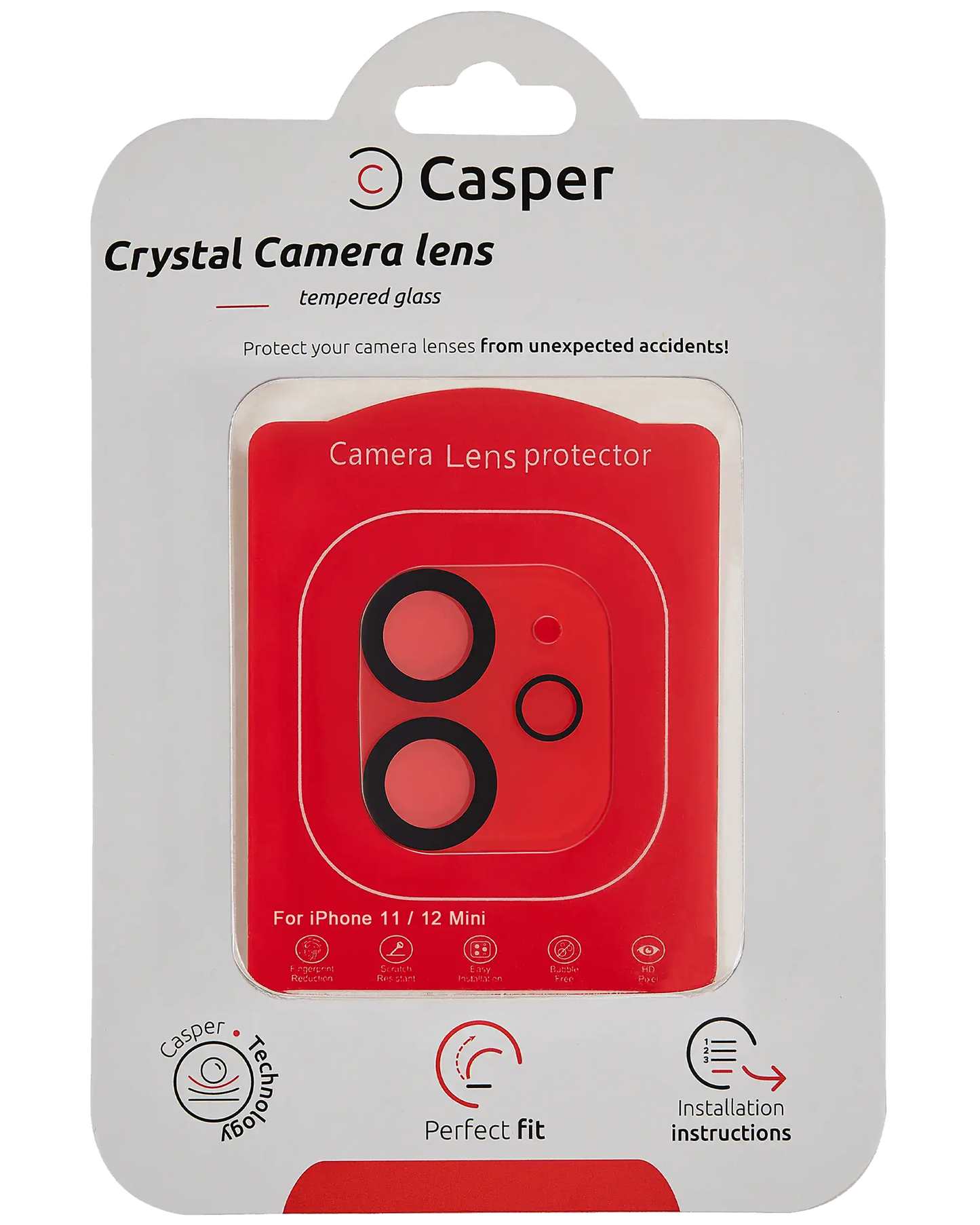 Casper Camera Lens Protector Compatible For iPhone 11 / 12 Mini (Crystal Full Cover)