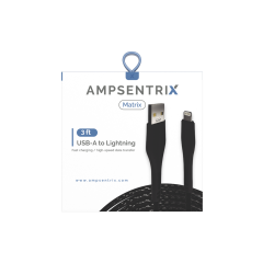 3 ft Non-MFI Lightning To USB Type A Cable (AmpSentrix) (Matrix) (Black)