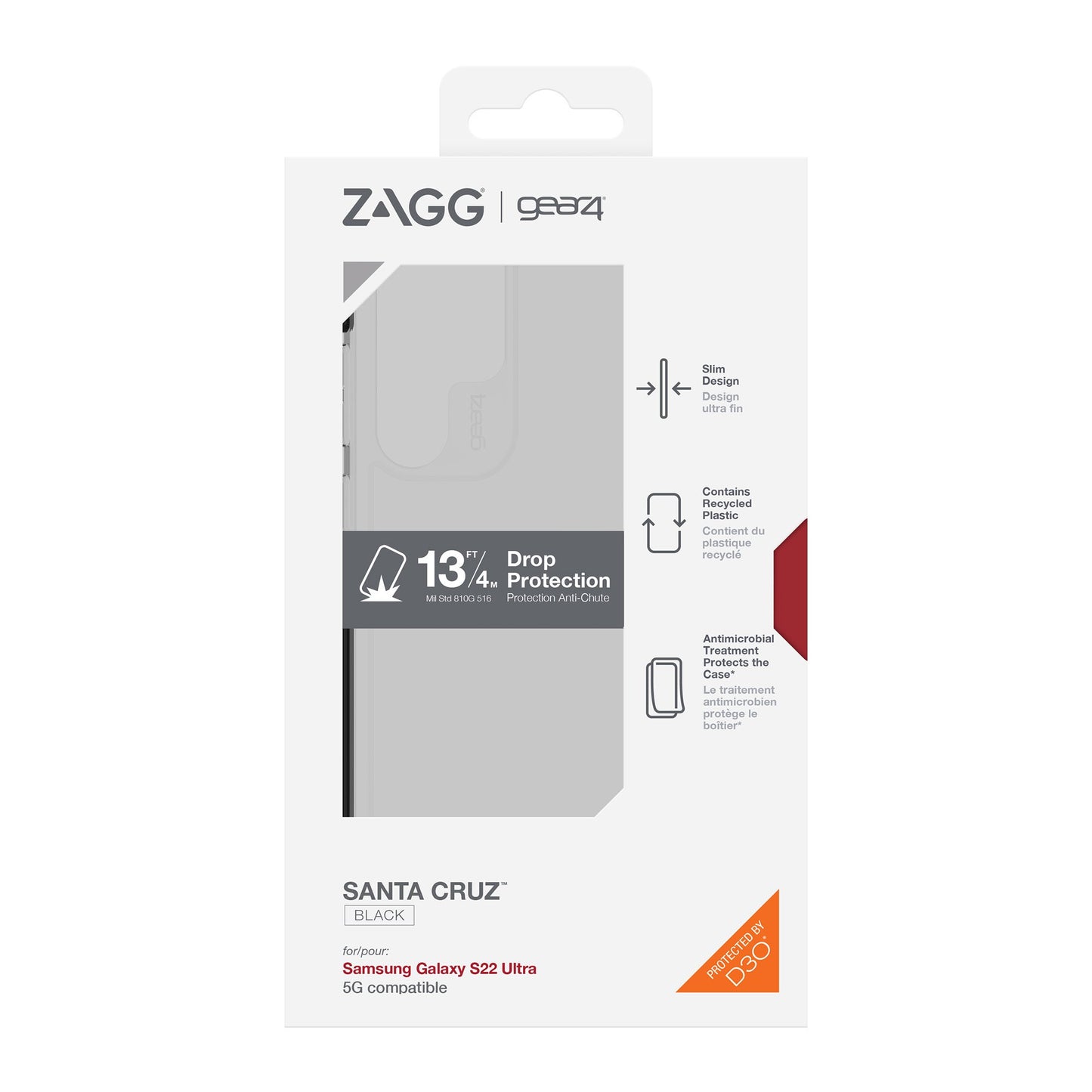 Samsung Galaxy S22 Ultra 5G Gear4 D3O Santa Cruz Case - Black