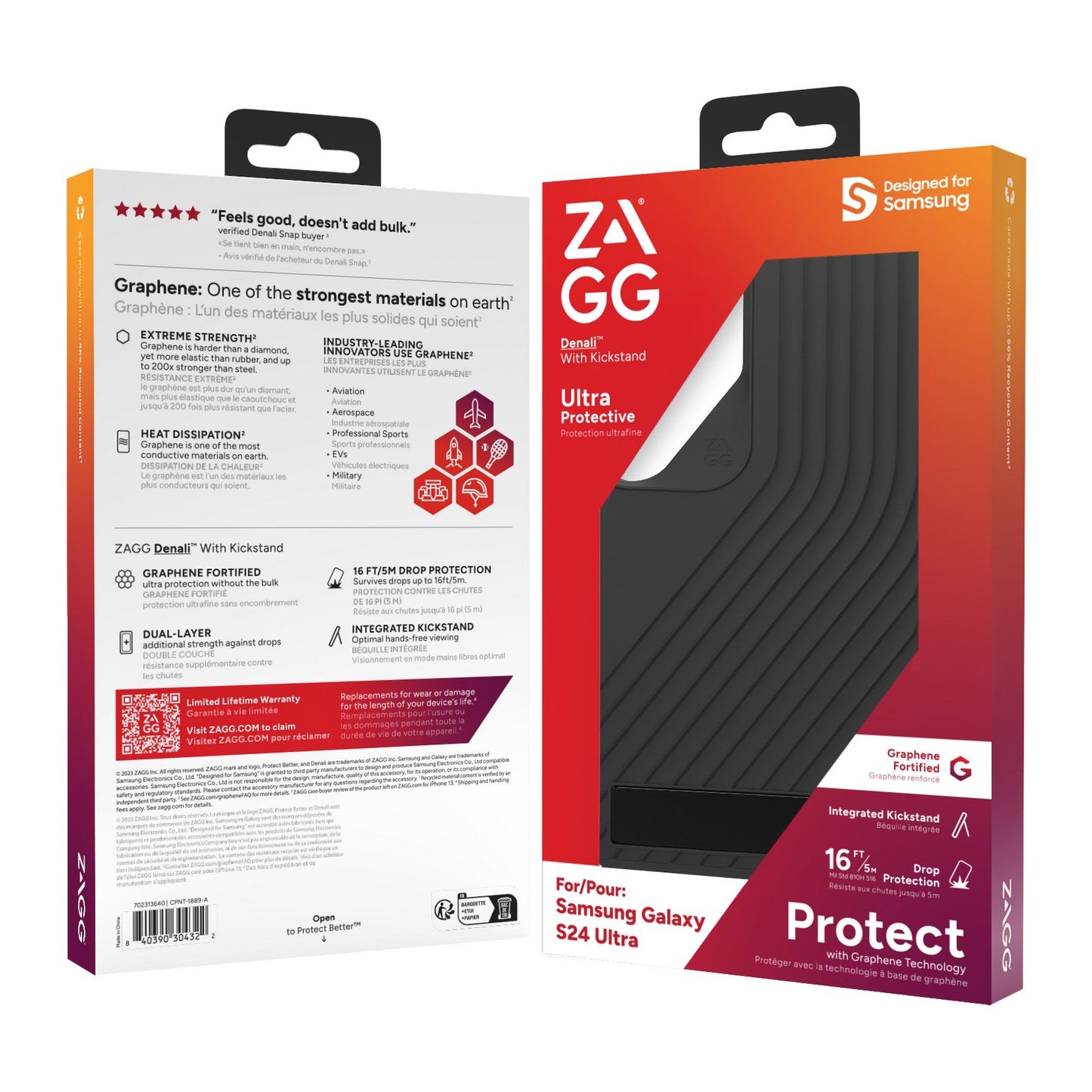 Samsung Galaxy S24 Ultra 5G ZAGG Graphene Denali Kickstand Case - Black