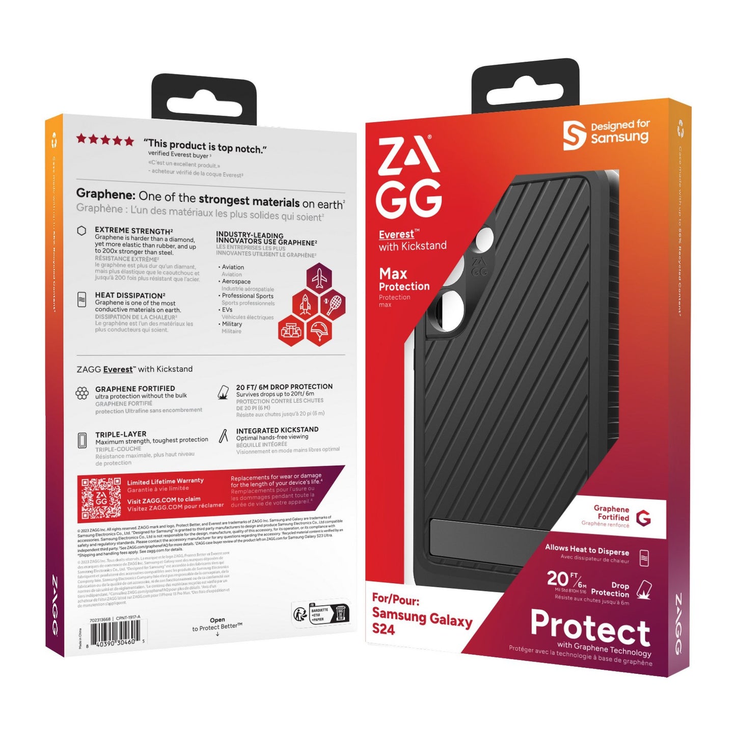 Samsung Galaxy S24 5G ZAGG Graphene Everest Kickstand Case - Black