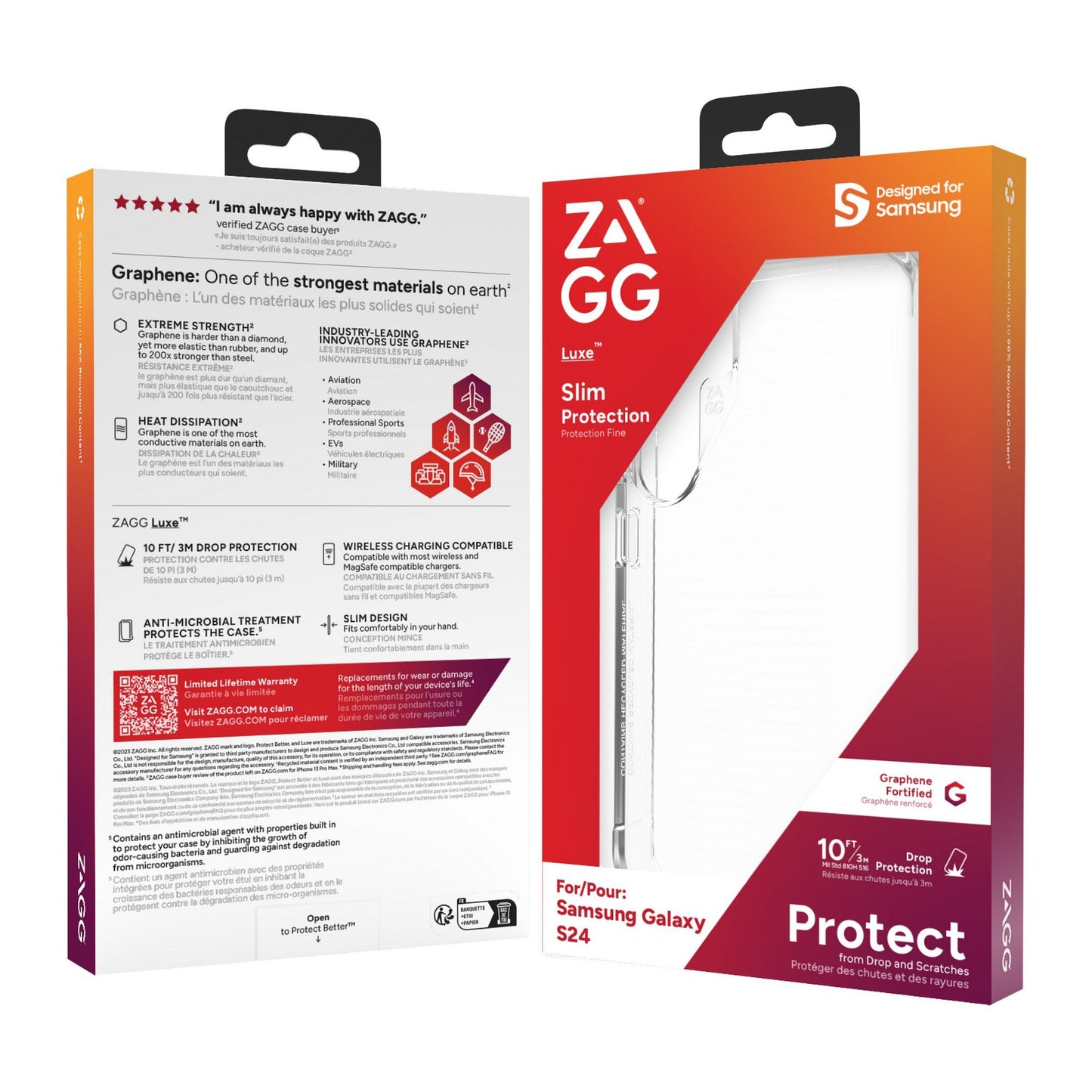 Samsung Galaxy S24 5G ZAGG Graphene Luxe Case - Clear