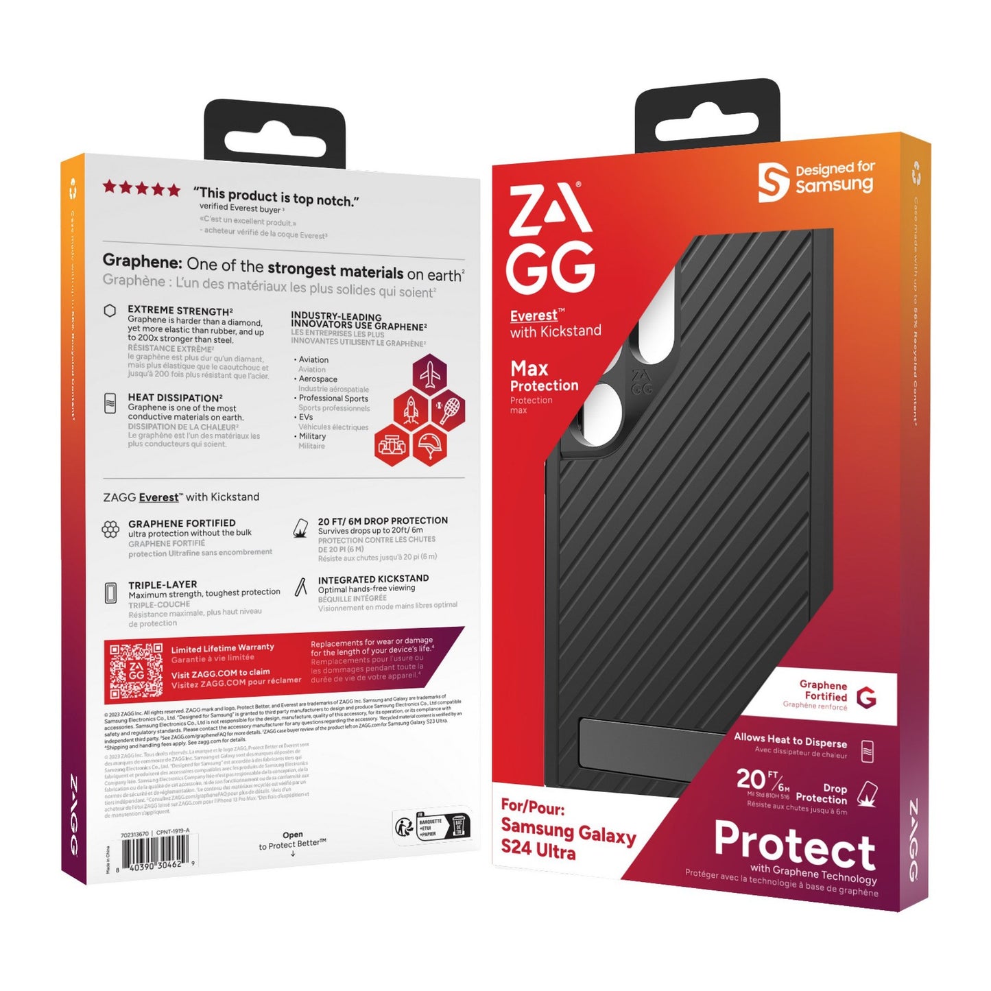 Samsung Galaxy S24 Ultra 5G ZAGG Graphene Everest Kickstand Case - Black