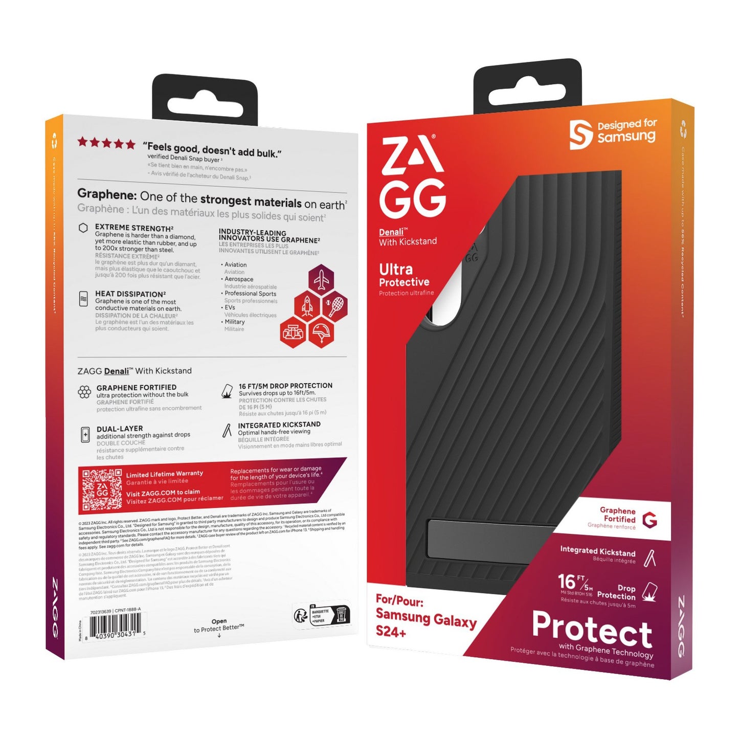 Samsung Galaxy S24+ 5G ZAGG Graphene Denali Kickstand Case - Black