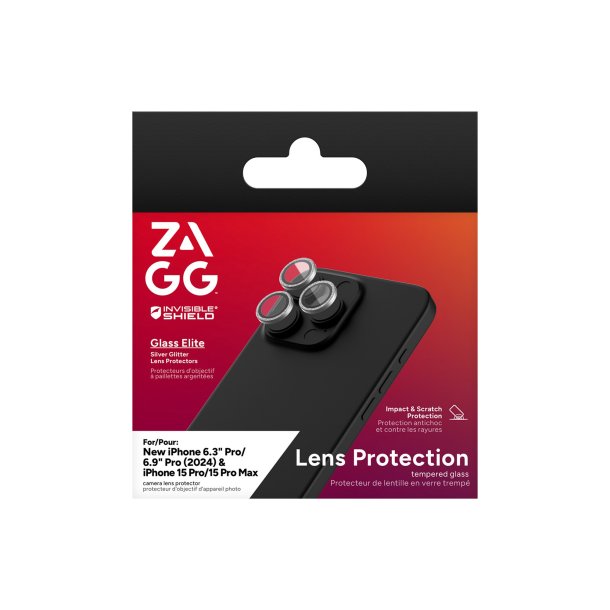 iPhone 16 Pro/16 Pro Max/15 Pro/15 Pro Max ZAGG I/S Glass Elite Camera Ring Lens Protector - Glitter