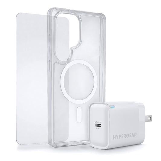 Samsung Galaxy S25 Ultra HyperGear Accessory Bundle - 20W Hub, Glass, Case w/ Magsafe