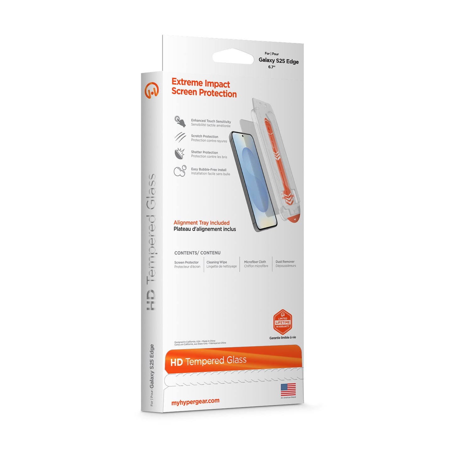 Samsung Galaxy S25 Edge HyperGear Tempered Glass Screen Protector w/Installation Applicator Tray