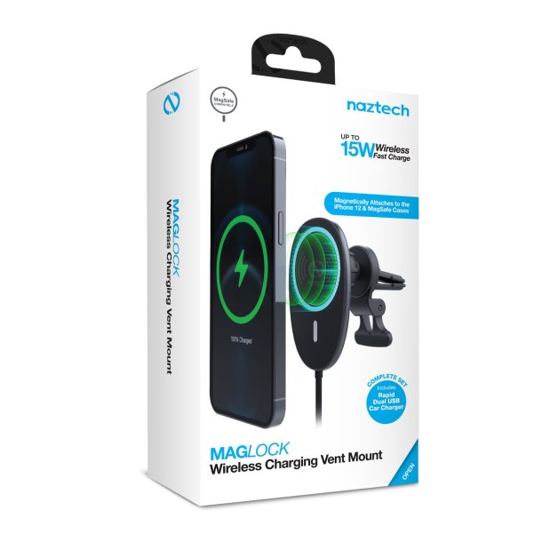 Naztech MagLock Fast Charging Vent Mount w/ Dual Port CLA Car Charger