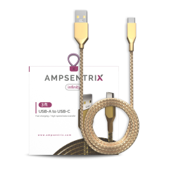 3 ft USB Type C To USB Type A Cable (AmpSentrix) (Infinity) (Gold)