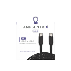 3 ft USB Type C To USB Type C Cable (AmpSentrix) (Infinity) (Black)