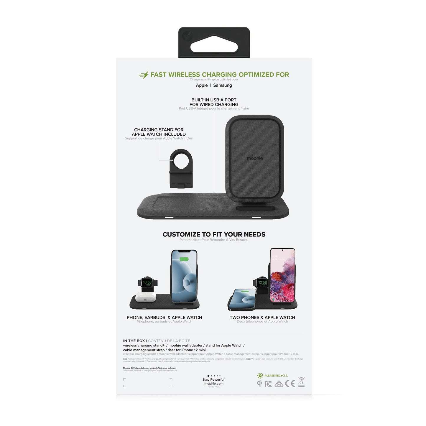 Mophie universal black wireless charge pad w/stand
