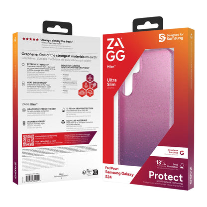 Samsung Galaxy S24 5G ZAGG Graphene Milan Case - Glitter Pink
