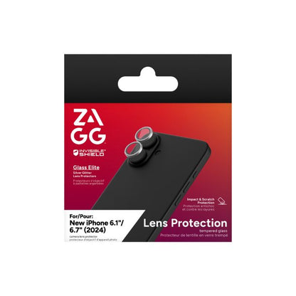 iPhone 16/16 Plus ZAGG InvisibleShield Glass Elite Camera Rings Lens Protector - Glitter
