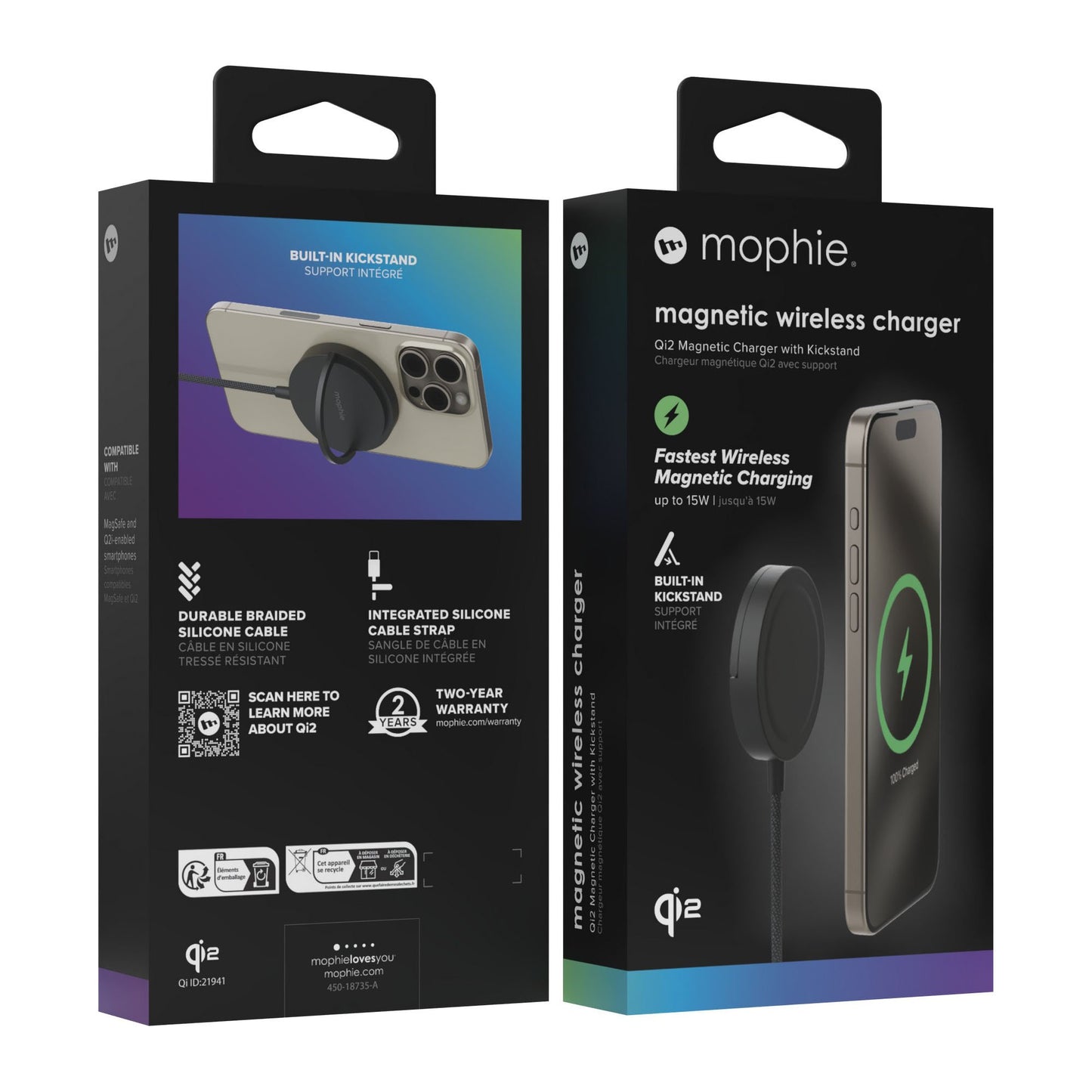 Mophie Qi2 Charging Pad w/Kickstand - Black