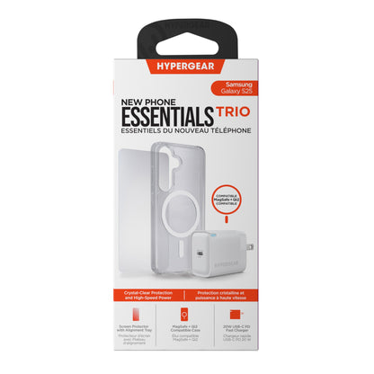 Samsung Galaxy S25 HyperGear Accessory Bundle - 20W Hub, Glass, Case w/ Magsafe